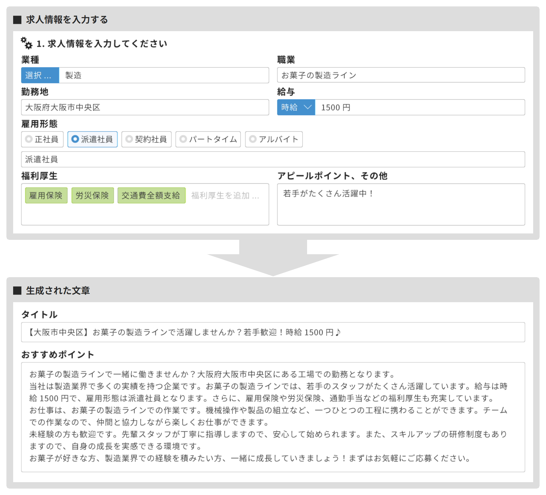 求人情報の文章を作成する場合